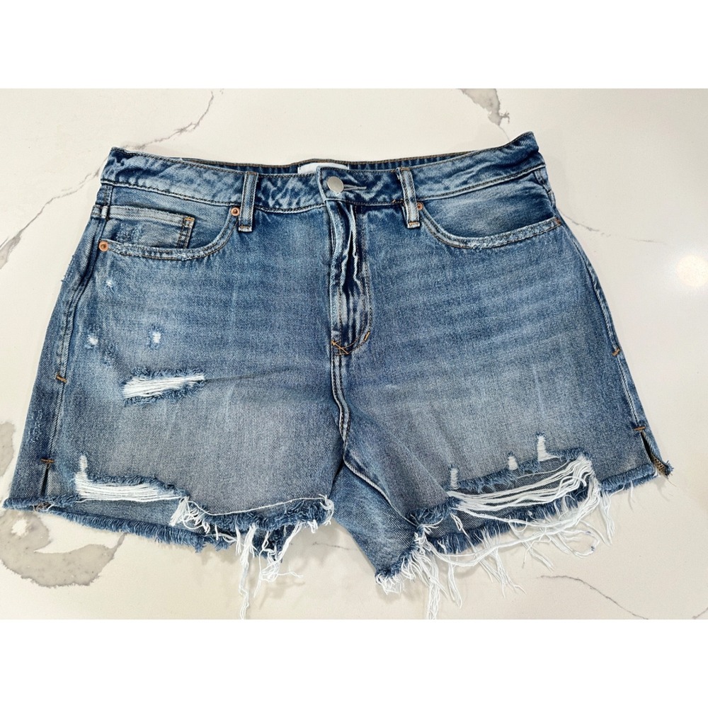 Dear John Ivy Super High Rise Distressed Denim Shorts Medium Wash Size 31